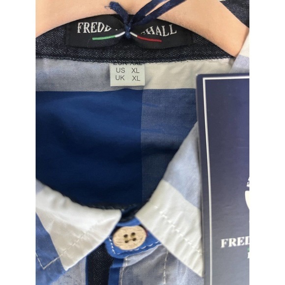 Fredd Marshall Men's Button Up Long Sleeve Blue White Plaid Size XL NWT - Picture 5 of 6